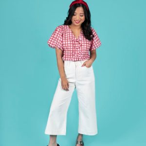 Nell blouse sewing pattern ties puffball sleeves 4