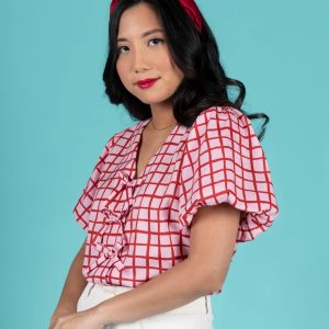 Nell blouse sewing pattern ties puffball sleeves 5