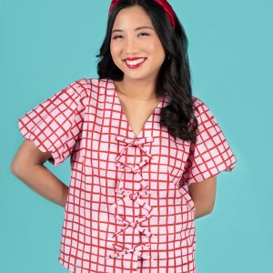 Nell blouse sewing pattern ties puffball sleeves 7